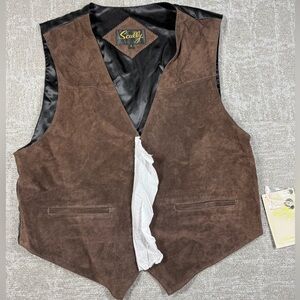 Scully NWT Brown Leather Suede Adjustable Button Down Western Vest Size L